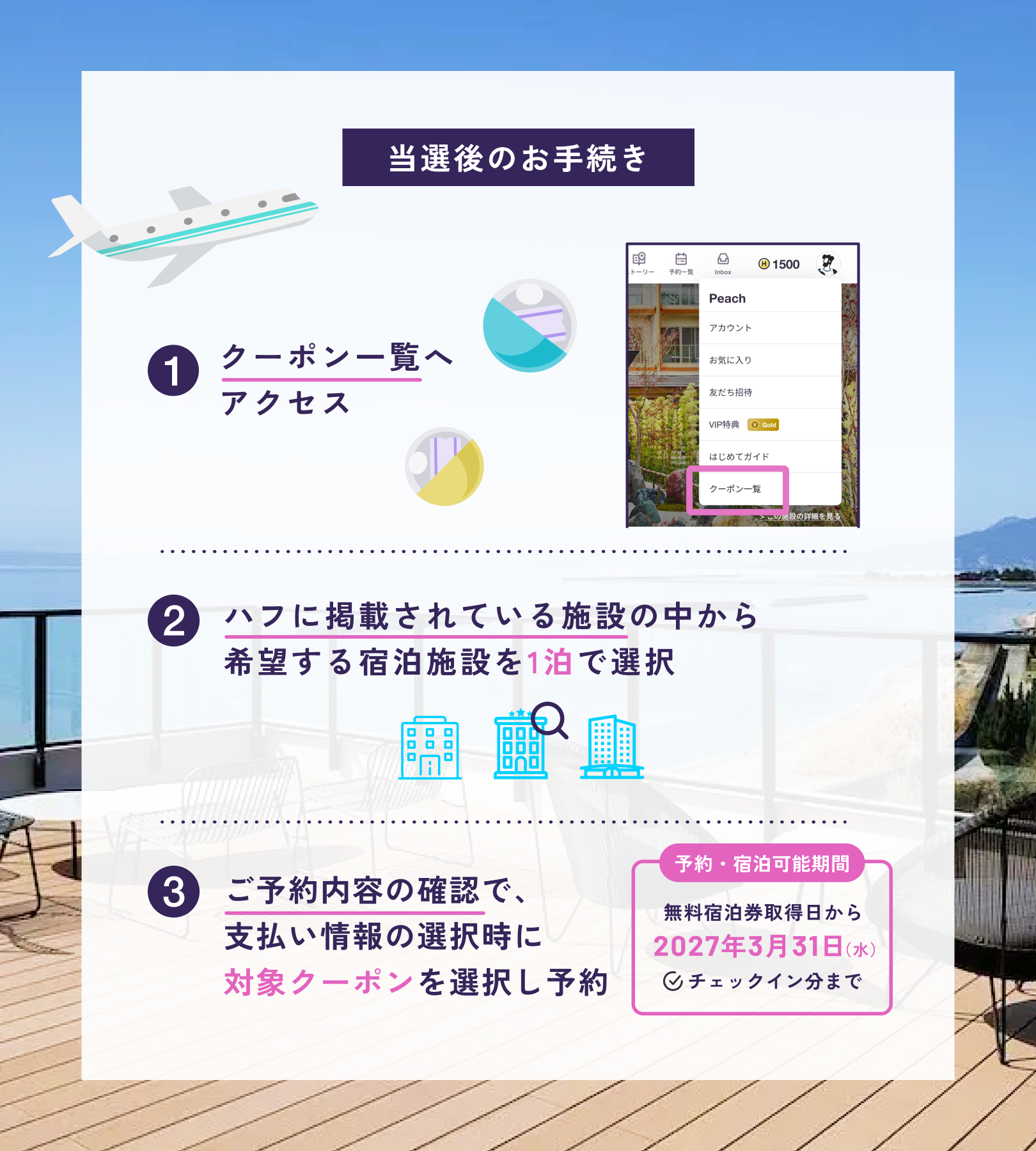 HafH無料宿泊券が当選したあとのホテル予約手続き
